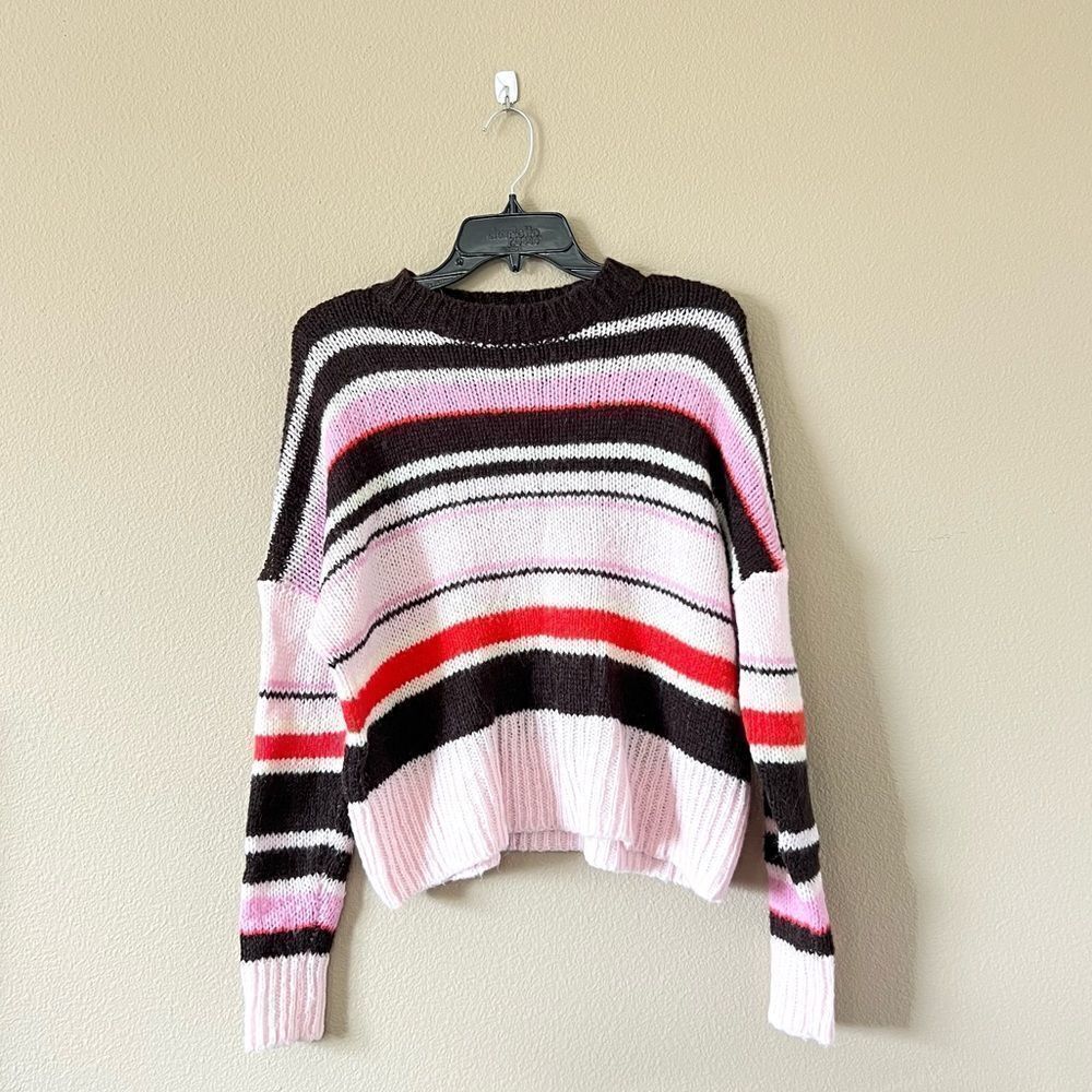 Something Navy Striped Sweater in Pink, Black & Red